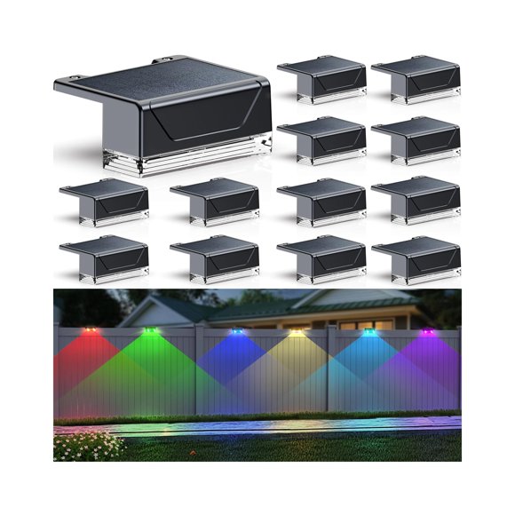 Luces solares para cerca LIANGLOME 12 unidades, blanco cálido RGB, IP44