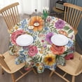 thumbnail image 3 of Pioneer Flower Floral Print Pattern Round Tablecloth 60"x60",Wrinkle Wipeable Table Cloth for Kitchen Dining Room Picnic Patio Party, 3 of 6