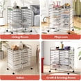 thumbnail image 5 of HOMGX 12 Drawer Rolling Storage Cart, Mobile Organizer Cart with Metal Shelf, Lockable Wheels & 2 Size Drawers, Scrapbook Paper Organizer for School, Office & Beauty Salon (Clear), 5 of 8