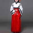 thumbnail image 2 of larppty Girls Traditional Chinese Ancient Costume Floral Print Han Dynasty Fairy Asian Princess Hanfu Dress Stage Performance Wear（Black， 11-12 Years）, 2 of 5