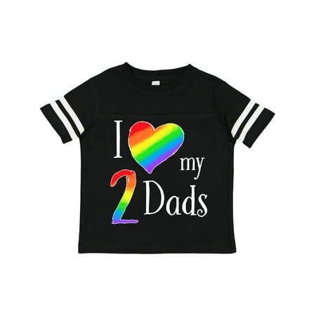 

Inktastic I Love My Two Dads- Pride Rainbow Heart Gift Toddler Boy or Toddler Girl T-Shirt
