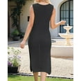 thumbnail image 5 of Women'S 2025 Sleeveless Knitted Dress Crew Neck Side Slit Bodycon Knit Slim Fit Midi Dress black L, 5 of 8