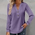 thumbnail image 4 of Fall Shirts for Women 2025 Solid Color Jacquard V-Neck Loose Fit Going Out Tops Blouse Long Sleeve Shirts for Women, 4 of 6