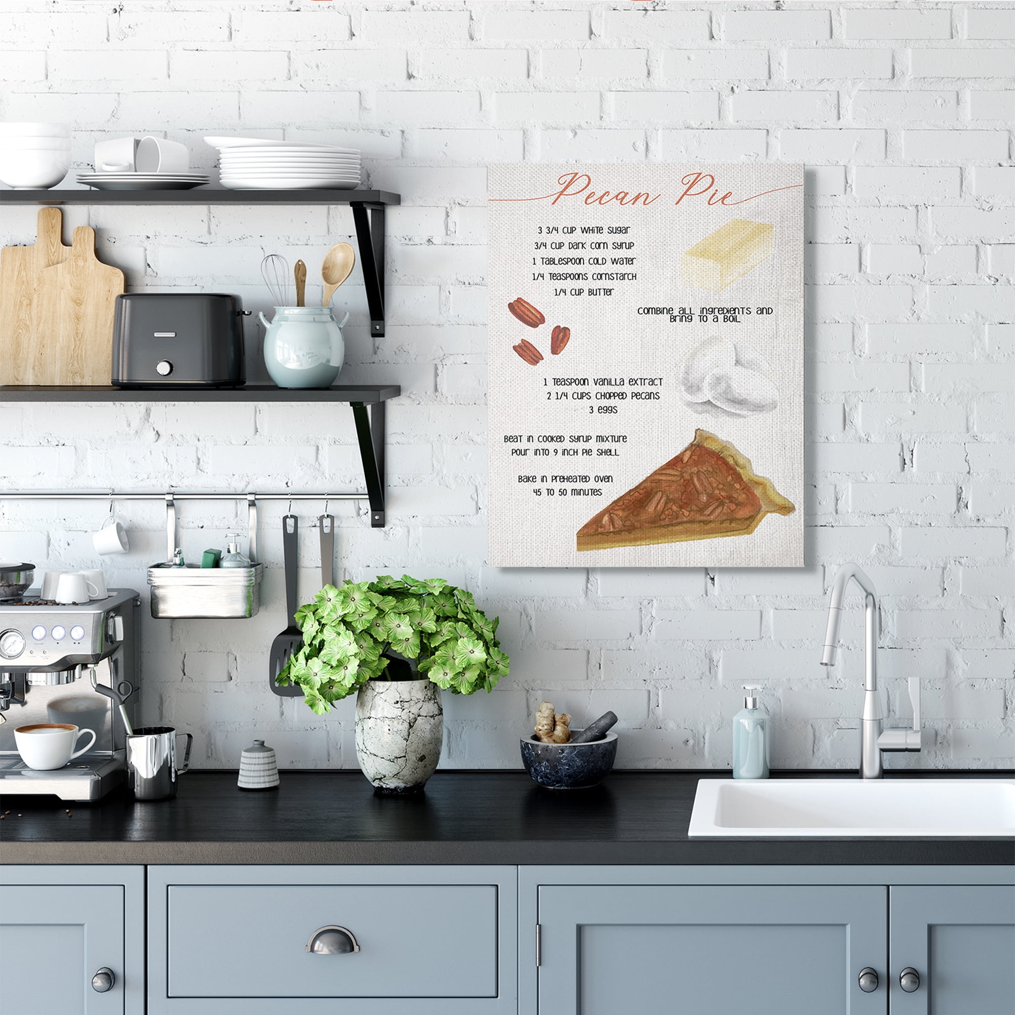 Stupell Industries Autumn Pecan Pie Farmhouse Dessert Recipe Canvas Wall Art, 24 x 30, Design by Daphne Polselli