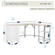 Techni Mobili L-Shape Home Office Desk with Storage, Sand RTA-739DL-SND
