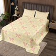 thumbnail image 2 of Erosebridal Girly Bow Coverlet Set King, Pink Grid Check Bedding Set, Yellow Princcess Room Decor 3-Piece, 2 of 5