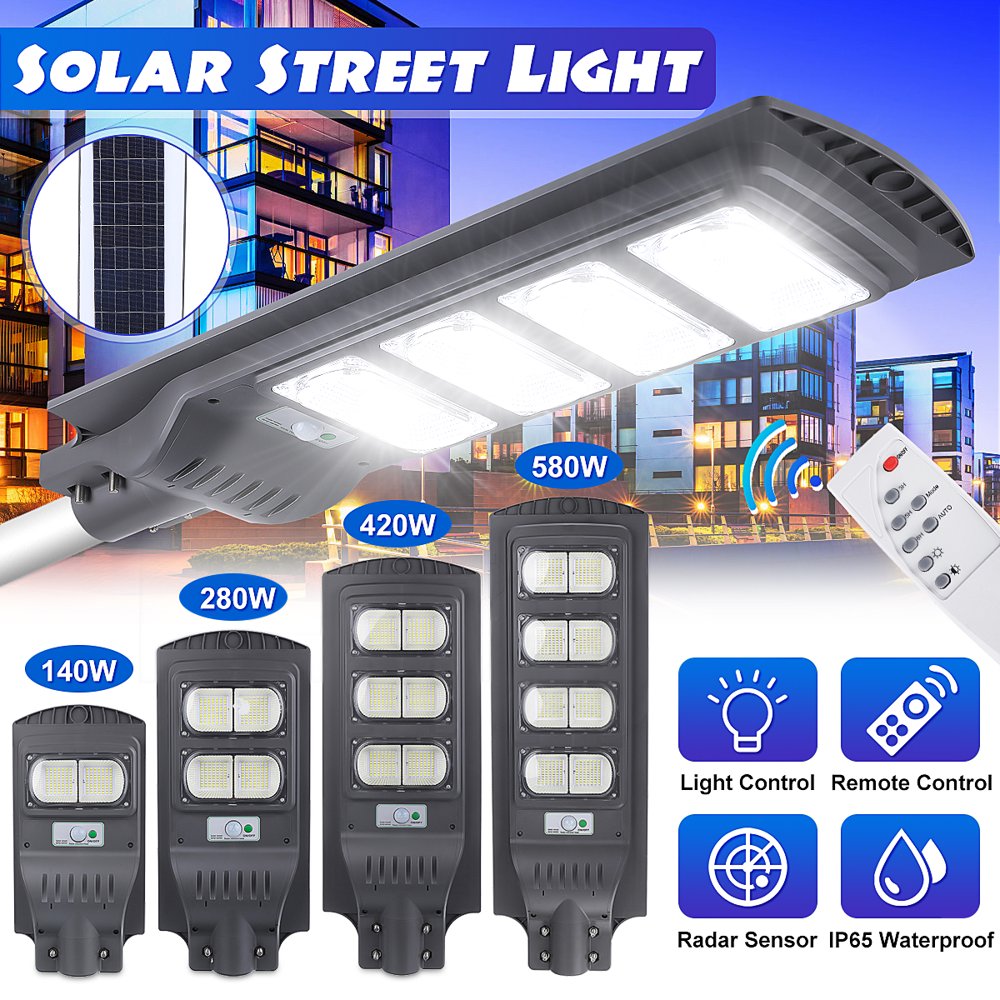 AUGIENB 140/280/420/580W LED Solar Street Light Solar Powered LED