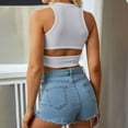 thumbnail image 5 of Gsakboxl Womens Summer Tops Women Summer Ribbed Knit Crop Tank Top Cutout Sleeveless Crewneck Racerback Slim Fit Breathable Fashion Cami White, 5 of 7