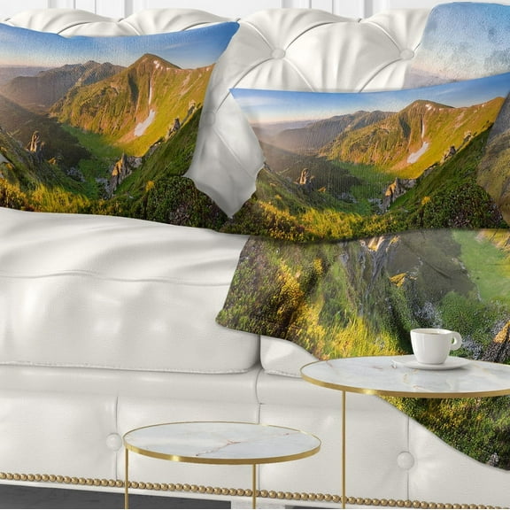 Designart Karpaty Highrise Mountains - Landscape Photo Throw Pillow - 12x20