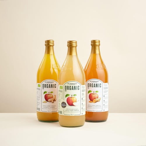 Eat Wholesome Organic Turmeric & Cinnamon Raw Apple Cider Vinegar 1L, British Import (Pack of 2)
