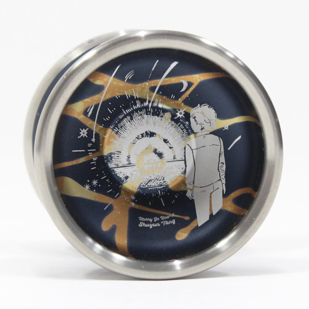 W1LD (Worldwide 1nnovative Leading Design) Milder Yo-Yo - Bi-Metal 6061+Titanium Rim - Shuyun Tang Signature YoYo (Merry Go Round- Navy Orange Splash)