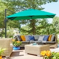 thumbnail image 2 of Outsunny 10x10ft Cantilever Umbrella with 4 Adjustable Angle and Rotation, Square Top Market Parasol with Aluminum Pole and Ribs for Backyard Patio Outdoor Area, Green, 2 of 9