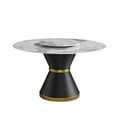 thumbnail image 4 of JERFIT 53-inch Round Dining Table with Rotating Sintered Stone Top, White Surface & Carbon Steel Base for 6-Person Modern Dining Room, 4 of 10