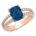 thumbnail image 7 of Solitaire with Accents Engagement Ring for Women - 3.48ct Natural London Blue Topaz in 14K Rose Gold Promise Ring, 7 of 7
