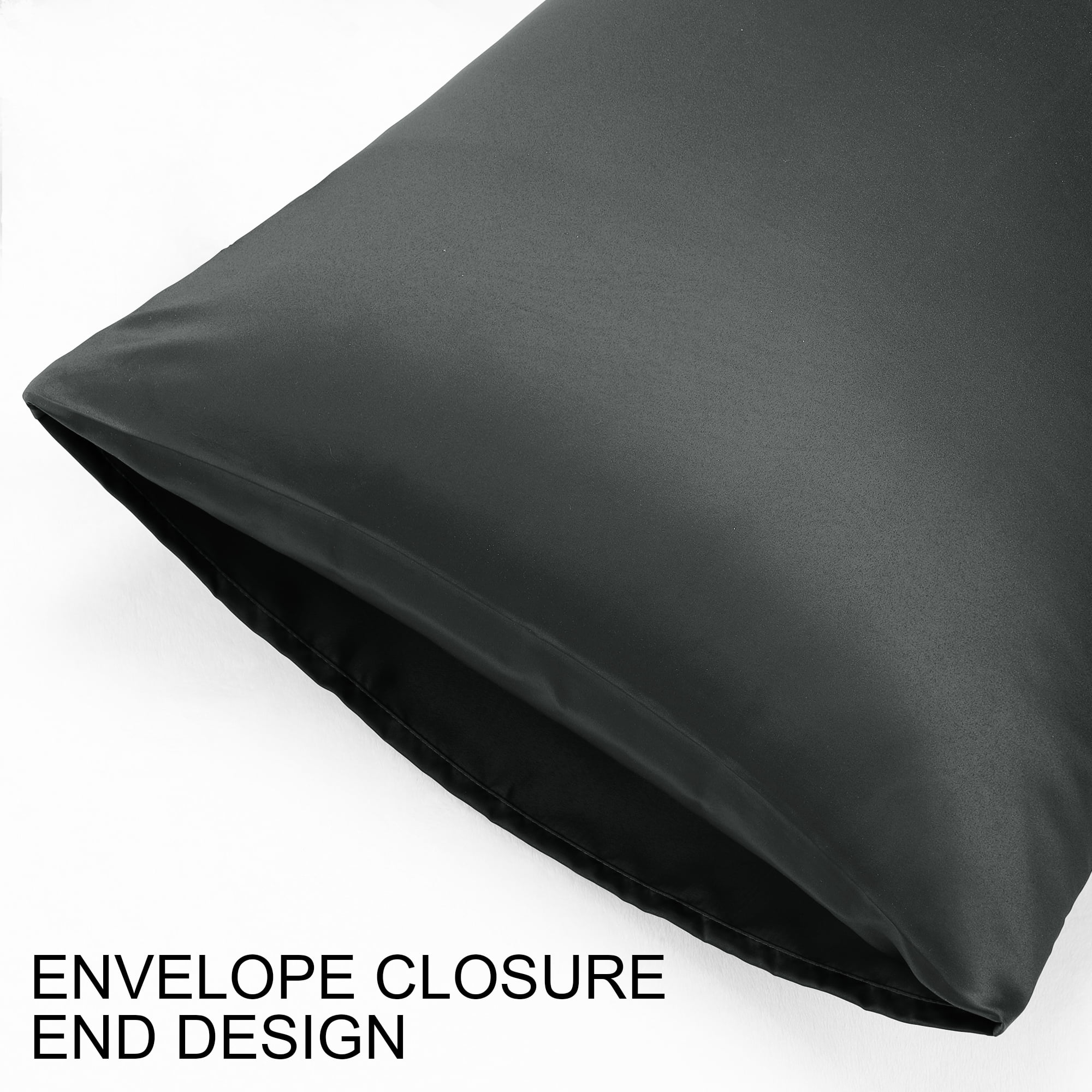 Unique Bargains 4 Pack Satin Pillowcases for Hair and Skin, Black Queen