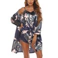 thumbnail image 4 of 3 unids pijama set Tank Top Pantalones cortos desgaste del salón con manga larga robe cinturón de dormir Sets, 4 of 6