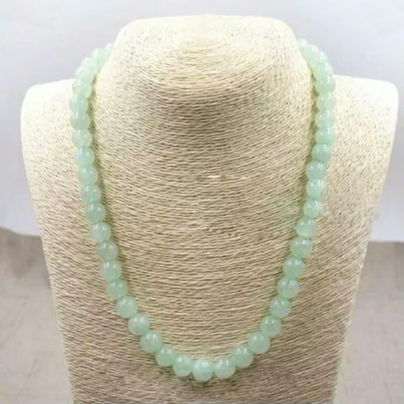K-KED Natural 10/12mm Light Green Jade Jadeite Round Gemstone Beads Necklace 18'' AAA-10 mm