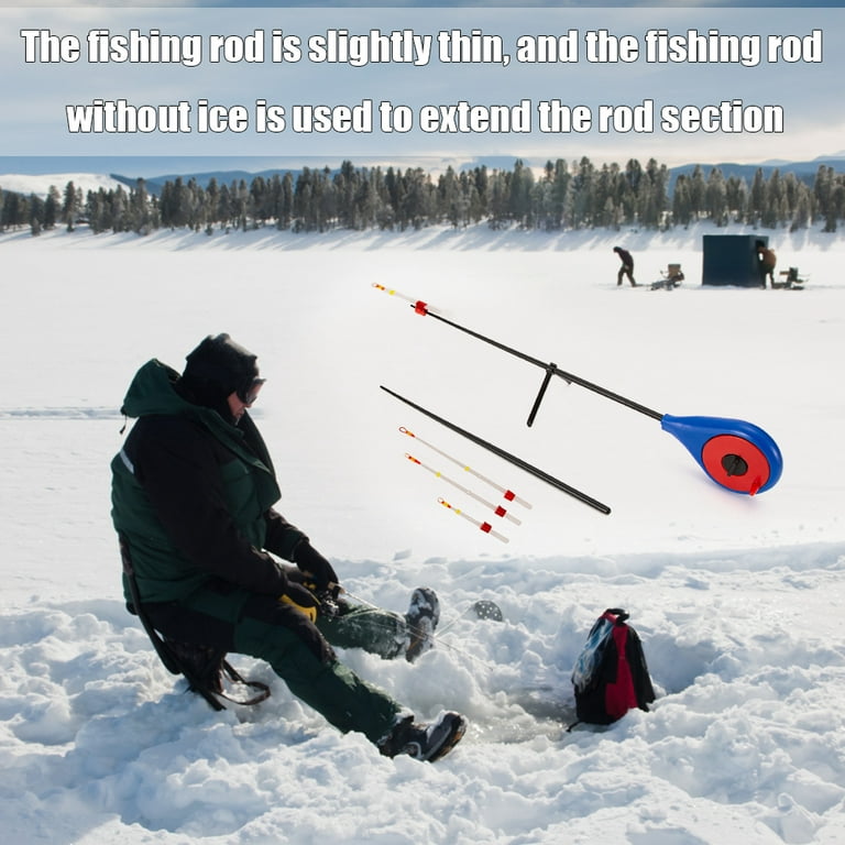 Mini Ice Fishing Rod with Pole Tip Outdoor Winter Fish Tackle (Blue 130mm)