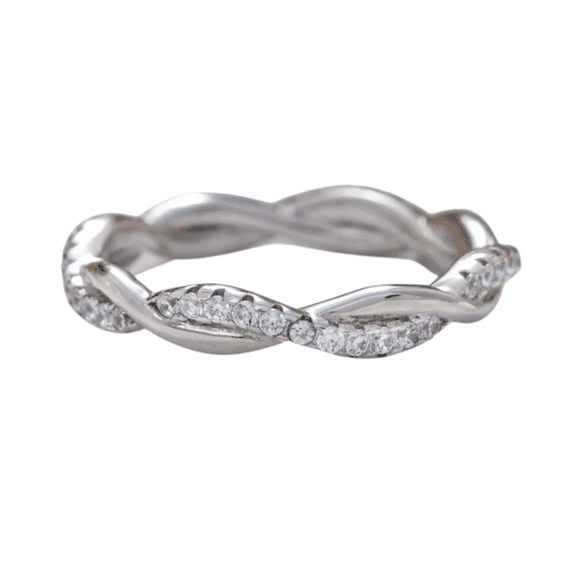 Twisted Rope Engagement Ring- Full Eternity Band in 925 Sterling Silver- Wedding Band Rings