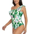 thumbnail image 2 of Easygdp Cactus Plants Women's One Shoulder Ruffle Monokini Bathing Suits with Removable Chest Pad, Quick Drying - Small, 2 of 8