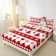 thumbnail image 4 of Manfei Girls Merry Christmas Twin Sheet Sets 3 Pieces, Red White Snowflake Heart Twin Fitted Sheet, Xmas Stripe Flat Sheet, Lightweight Room Decor, 4 of 7
