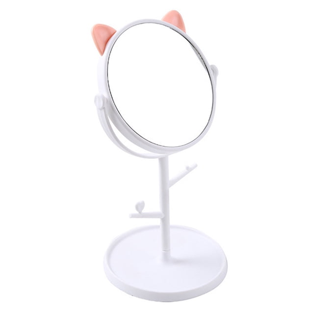 White Rotatable HD Makeup Mirror - Portable Tabletop Round Vanity Mirror for Students, Dorm Rooms & Home Use - Lightweight, Distortion-, Decorative Princess-Style Desktop with Premium Materials