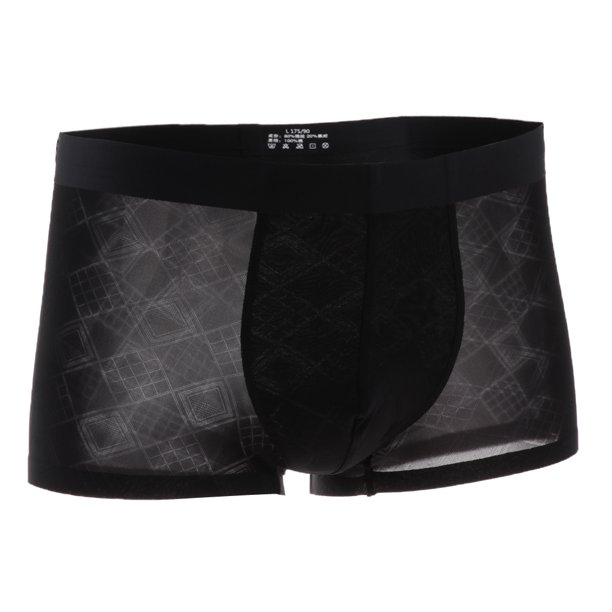 Calzoncillos de cintura baja supersuaves para hombre, ropa interior de de seda helada, bragas transpirables Negro XL Colcomx Ropa interior de calzoncillos de hombre