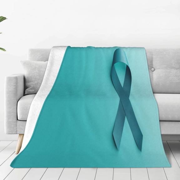 Rateoe a Teal Ribbonin Print Fuzzy Fleece Throw Blanket Extra Large,Super Soft,Fluffy and Warm Blankets for Couch,Bed,All Season Use-