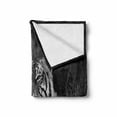 thumbnail image 2 of Black and White Soft Flannel Fleece Throw Blanket, Bengal Tiger Lying in the Grass Africa Savannah Monochrome Image Print, Cozy Plush for Indoor and Outdoor Use, 50" x 60", Black White, by Ambesonne, 2 of 6