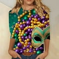 thumbnail image 6 of Craaazy Women's Mardi Gras Sweatshirt Casual Carnival Print Crew Neck Shirts 3/4 Sleeve Loose Tops Gifts, 6 of 6