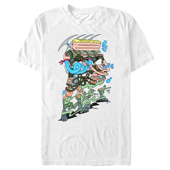 Men's Fortnite Cartoon Agent Jones  Graphic Tee White Medium