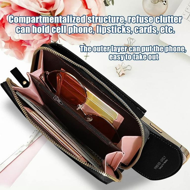 Cell Phone Purse Crossbody Case Compatible with iPhone 14 Pro Max 13 Pro 12 S23 Ultra S22 PU Leather Small Phone Purse Crossbody Strap Bag for Women