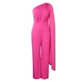 thumbnail image 4 of Vestido de noche de mujer con un solo hombro - Sofisticado conjunto de fiesta - Falda fluida con cremallera trasera - Color liso para ocasiones especiales, 4 of 7