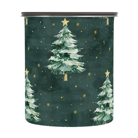 Christmas Tree Stars Airtight Coffee Bean Canister 30oz Food Storage Containers with Lids For Gournd, Tea, Sugar, Flour, Rice, Cereal, Candy Cookie Jar