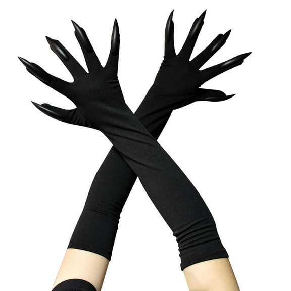 Binhe Halloween Gloves With Nails Fingernails Gloves Party Funny Toys with Extra Long Tulle Gloves Elbow Length Wedding Gloves Tea Party Evening Party Halloween ﻿