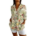 thumbnail image 2 of Women Shirts Womens Long Sleeve Boho Shirts V Neck Vintage Floral Tops Ladies Blouses Casual Graphic Shirt 2025 Spring,Yellow Women Shirts XL, 2 of 3