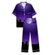 thumbnail image 5 of Pijama de manga corta con cuello vuelto para mujer, con bolsillos y estampado de Halloween, cintura elástica, de poliéster, 5 of 5