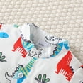 thumbnail image 4 of Kucnuzki 12 Months Infant Boy Summer Outfits Shorts Sets 18 Months Short Sleeve Dinosaur Prints Stand Collar Shirt Tops WalkShorts 2PCS Set Red, 4 of 8