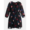 thumbnail image 5 of Terra & Sky Women's Plus Chiffon Cinched Mini Dress with Blouson Sleeves, Sizes 0X-5X, 5 of 5