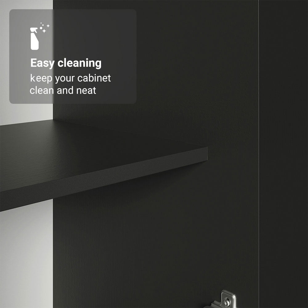 Madesa Kitchen Set 3 Pantry Storage Cabinet with 15 Utility Shelves 71"L Wooden Organization Unit for Kitchen - Black