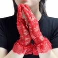 thumbnail image 2 of Xfvqtps Gants en Dentelle pour Femmes Robes de Mariée Décorations de Fête de Danse Gants Élastiques Respirants Rouges, 2 of 2