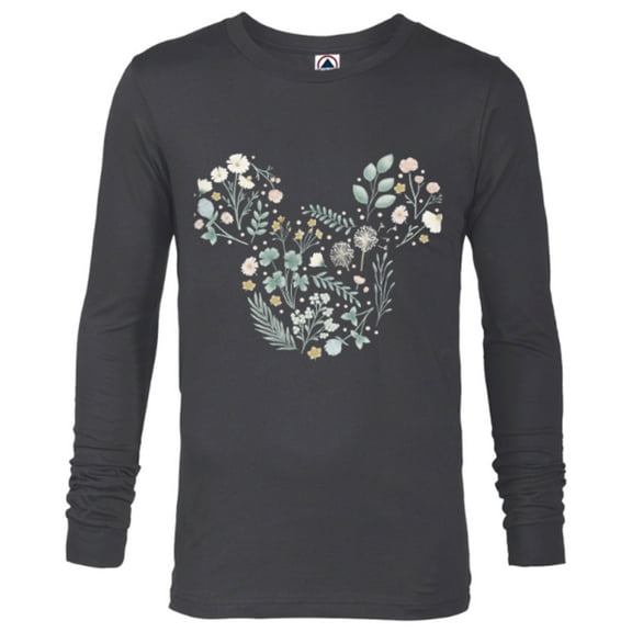 Disney Mickey Mouse Icon Spring Flowers - Long Sleeve T-Shirt for Men - Customized-Charcoal Heather