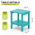 thumbnail image 3 of FUNDAZE HDPE 2-Layer End Table for Living Room, Outdoor Side Table, Patio Small End Table, Turquoise, 3 of 12