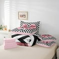 thumbnail image 4 of Erosebridal Pink Bowknot Bedding King Size, Abstract Stripe Bed in a Bag King size, Modern Fashion Decor, Reversible 7pcs, 4 of 5