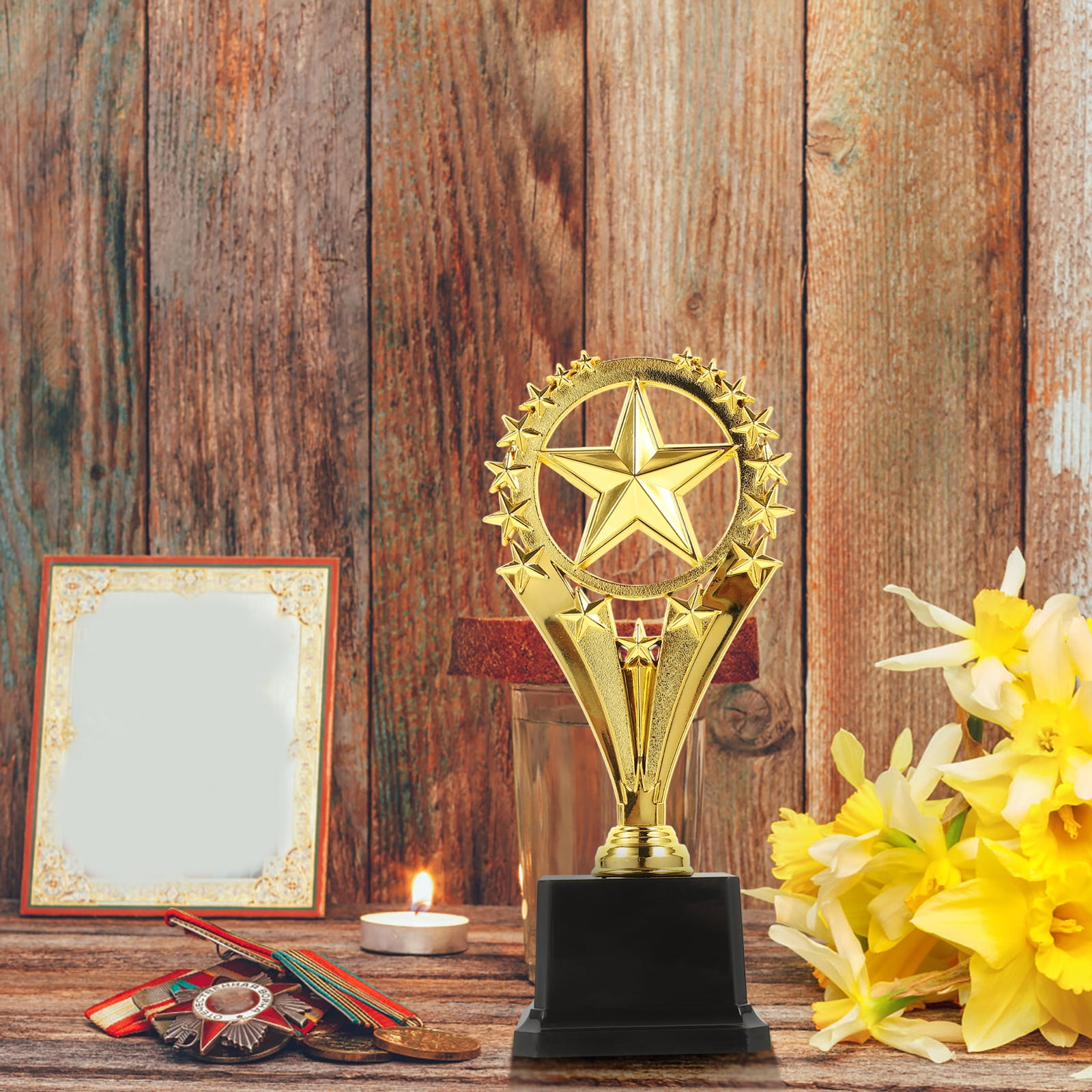 MLINS Durable Plastic Trophy Award for Kids Golden Color Lightweight Safe Creative Prize Cup 6.5 Inches Tall