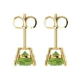 thumbnail image 4 of 3 ct Push-Back Stud Earrings for Women | 7.5mm Round Cut Natural Peridot | 18K Yellow Gold, 4 of 5