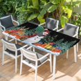 thumbnail image 2 of Black Green Snowman Christmas Table Cloths for 6 Foot Rectangle Tables, Xmas Tree Snowflake Elk Gifts Patio Waterproof Elastic Fitted Tablecloths, Washable Rectangular Table Cover for Camping, 2 of 8