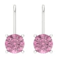 thumbnail image 3 of Clara Pucci 1.5Ct Pink Round Cut VVS1 Lever Back Drop Dangle 14k Solid hypoallergenic Gold Designer Earrings For April, 3 of 7