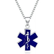 Stainless Steel Medical Alert EMT Charm Necklace - Caduceus Symbol Pendant with Adjustable Chain - Perfect Jewelry for Emergency Medical Technicians - 4 Color Options Available