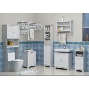 Double Door over the Toilet Space Saver Cabinet (Full Side Panels), Adjustable Center Shelf, 23.50 inch Width x 63.00 inch Height, Semi Gloss Enamel Finish
